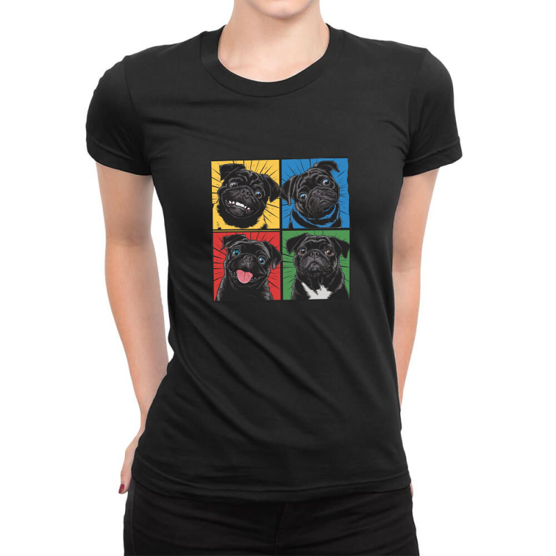 Pugs Dog Expressions Ladies Fitted T-Shirt by Kenneth | Artistshot