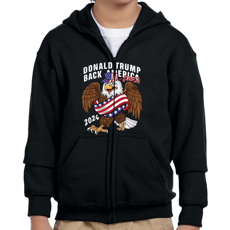 Donald Trump Back America 2024 (2) Youth Zipper Hoodie | Artistshot