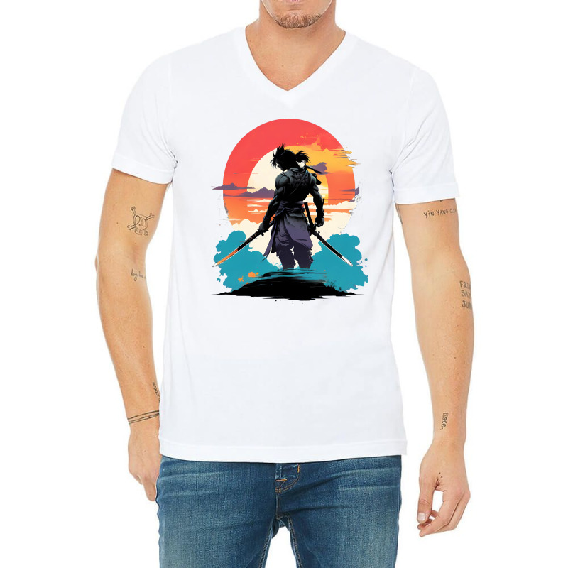 Ninja Samurai V-neck Tee | Artistshot