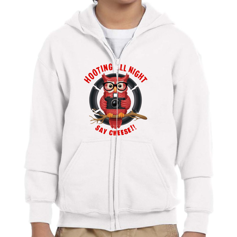 Owl Photographer Youth Zipper Hoodie by Donna Schennum | Artistshot