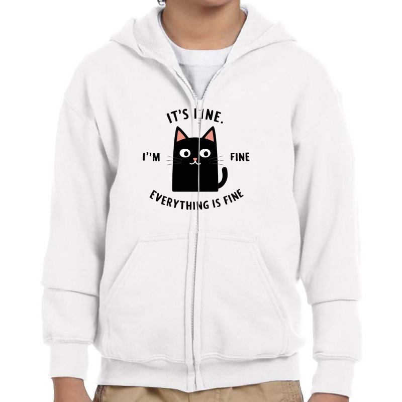 Black Cat Youth Zipper Hoodie by Donna Schennum | Artistshot