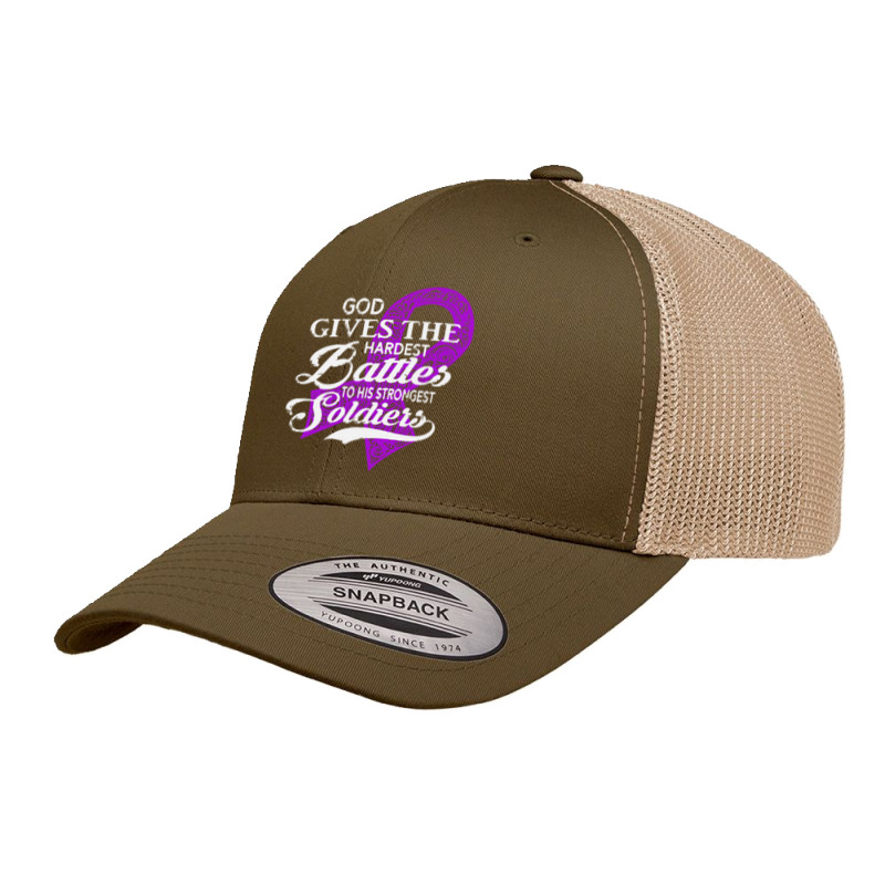 Alzheimers Awareness T  Shirt God Gives The Hardest Battles Strongest Retro Trucker Cap | Artistshot