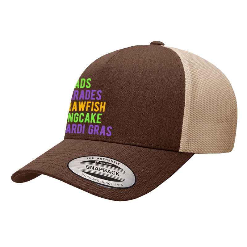 Beads, Parades, Crawfish, Kingcake, Mardi Gras T Shirt Yupoong Trucker Cap | Artistshot