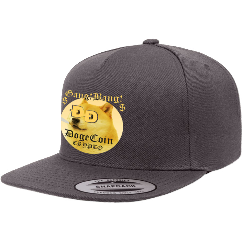 Dogecoin Crypto Gang! Bang! 5 Panel Snapback Cap | Artistshot