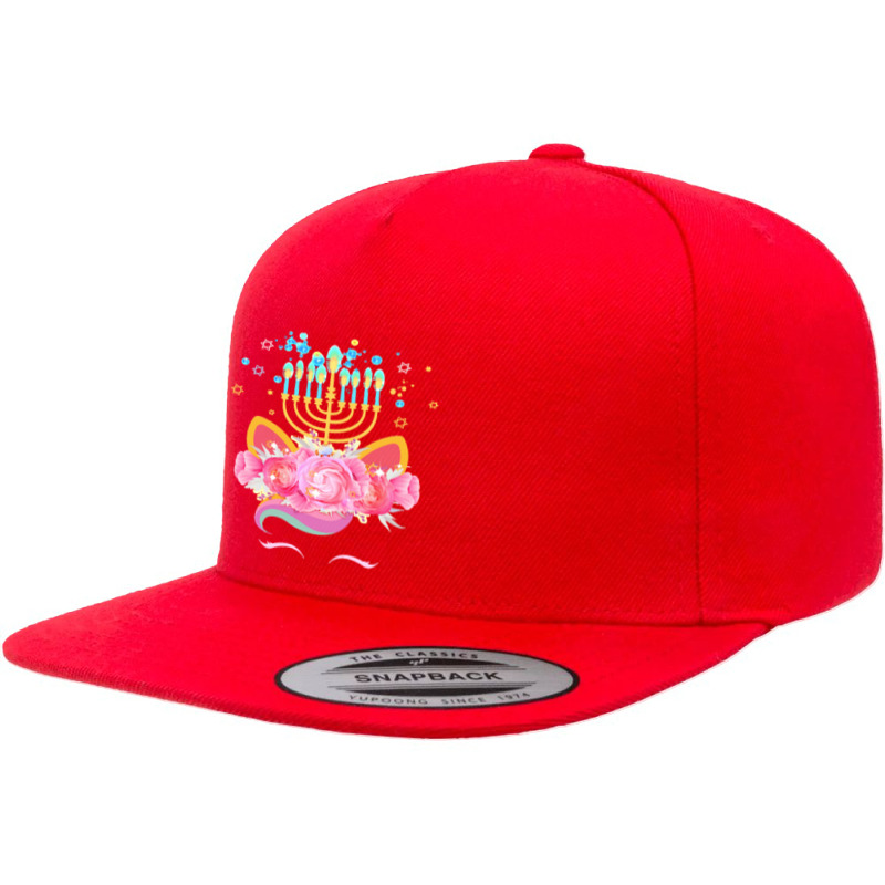 Cute Unicorn Face Hanukkah Gift T  Shirt Unicorn Face Hanukkah Funny H 5 Panel Snapback Cap | Artistshot