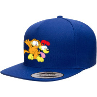 Garfiel And Pluto 5 Panel Snapback Cap | Artistshot