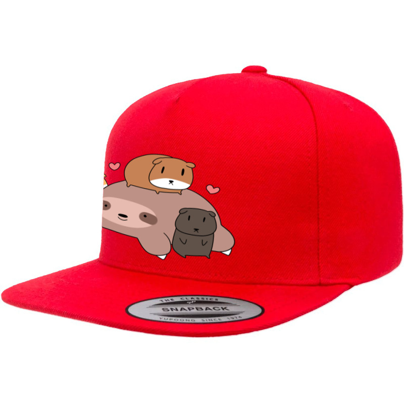 Sloth Loves Guinea Pigs 5 Panel Snapback Cap | Artistshot