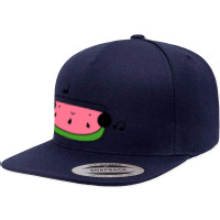 Watermelon Wedge With Headphones 5 Panel Snapback Cap | Artistshot