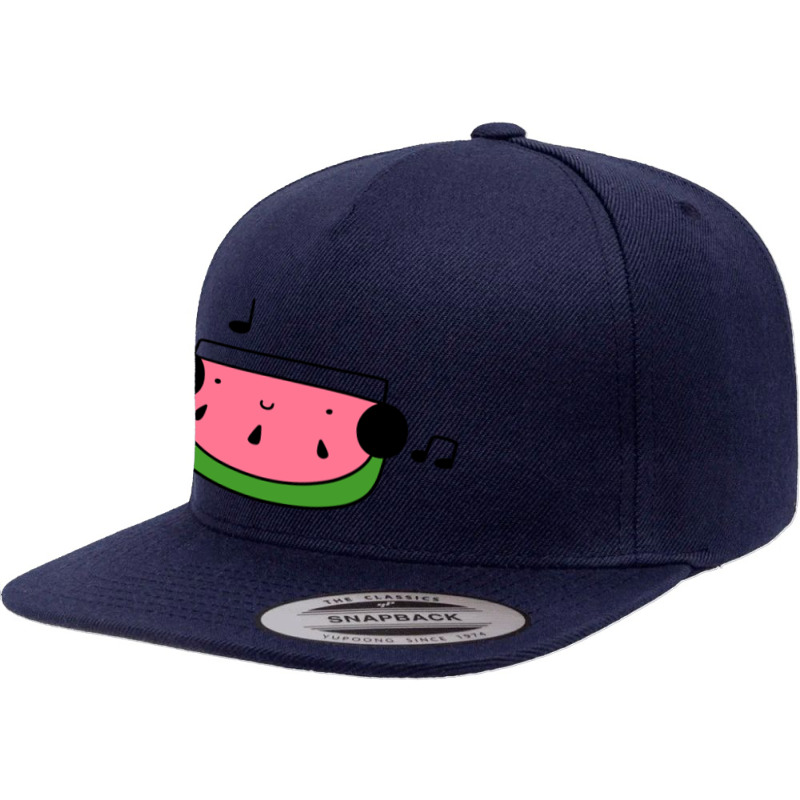 Watermelon Wedge With Headphones 5 panel snapback cap by hasan2 | Artistshot