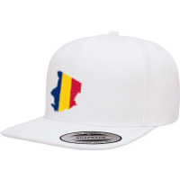 Chad Flag Map Drawing Line Art 5 Panel Snapback Cap | Artistshot