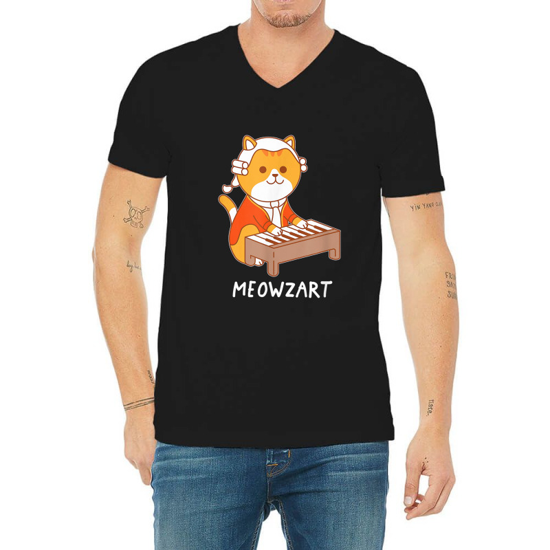 Meowzart Cat Classical Music Piano Funny V-neck Tee | Artistshot