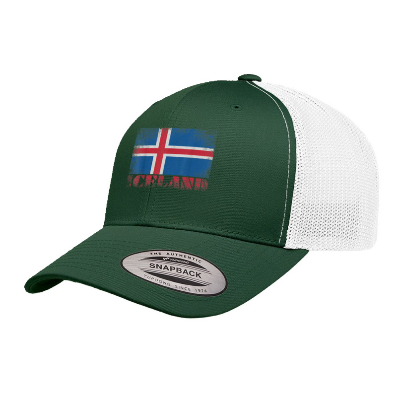 Icelandic Iceland Flag Shirt Vintage Country Distressed Gift T Shirt Retro Trucker Cap by yodishsaraveks | Artistshot