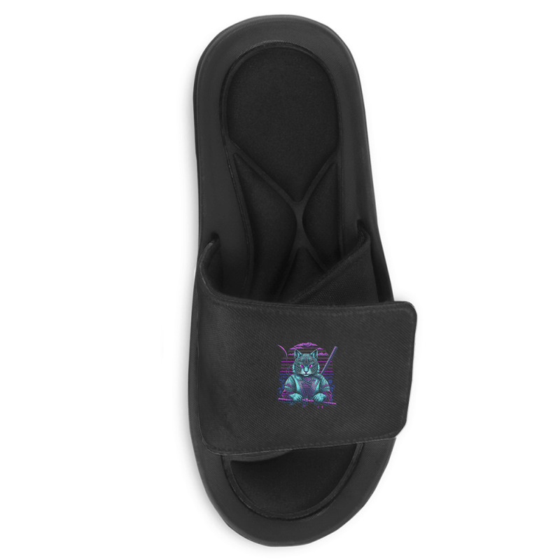 Cat Samurai Art Slide Sandal | Artistshot