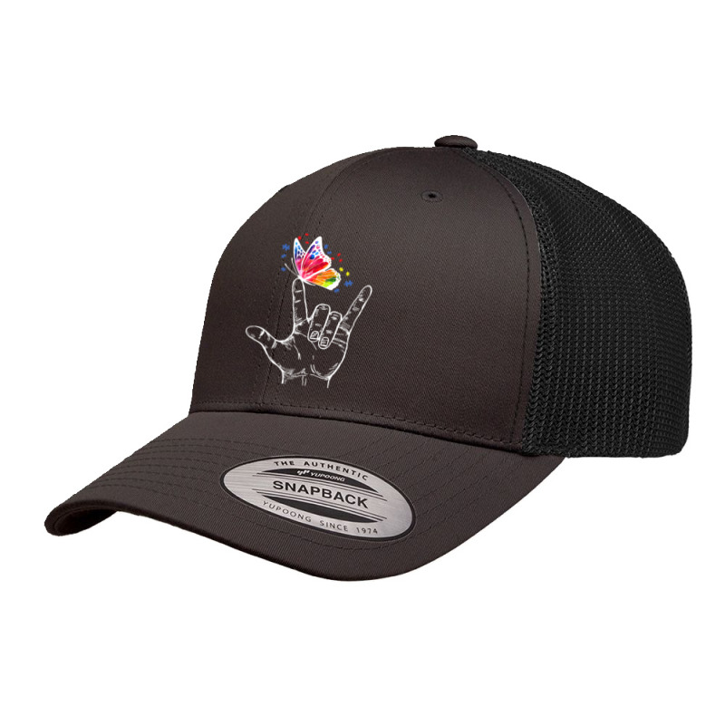 I Love You Hand Sign Language Butterfly Autism Awareness Retro Trucker Cap by trokeryth | Artistshot