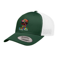 Hispanic Heritage Month Skull Latino Latin Countries Flags T Shirt Retro Trucker Cap | Artistshot