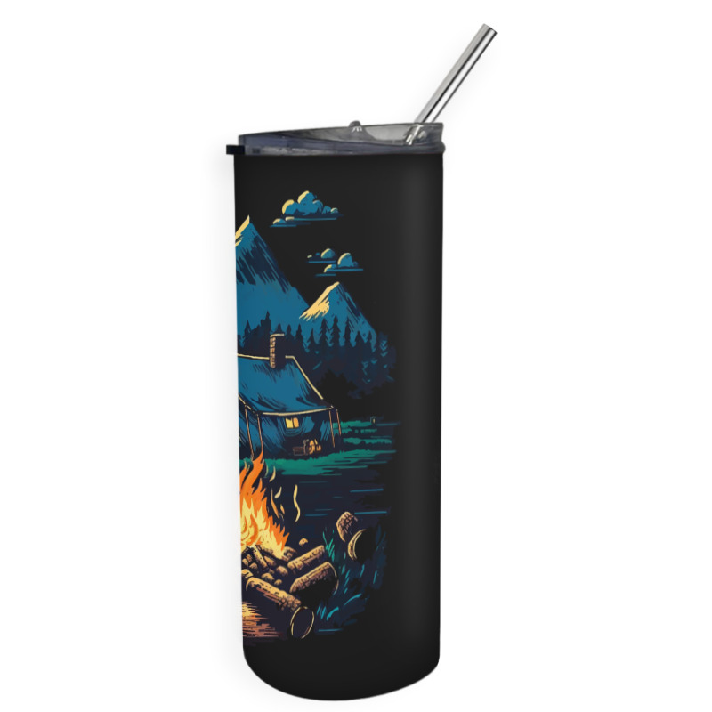 Mountains Campfire Skinny Tumbler | Artistshot