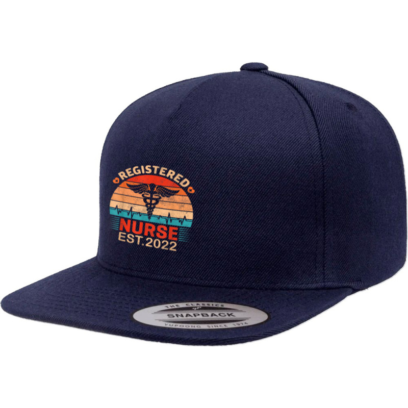 Registered Nurse Est 2022 Gifts For Student Nurse Rn Retro 5 Panel Snapback Cap | Artistshot