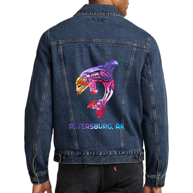 Petersburg Alaska Native American Indian Orca Killer Whale Raglan Base Men Denim Jacket by ThienThuong | Artistshot