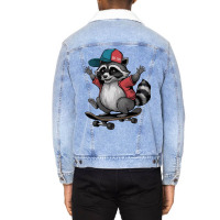 Skateboarding  Raccoon Unisex Sherpa-lined Denim Jacket | Artistshot