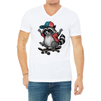 Skateboarding  Raccoon V-neck Tee | Artistshot