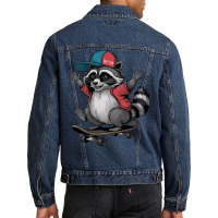 Skateboarding  Raccoon Men Denim Jacket | Artistshot