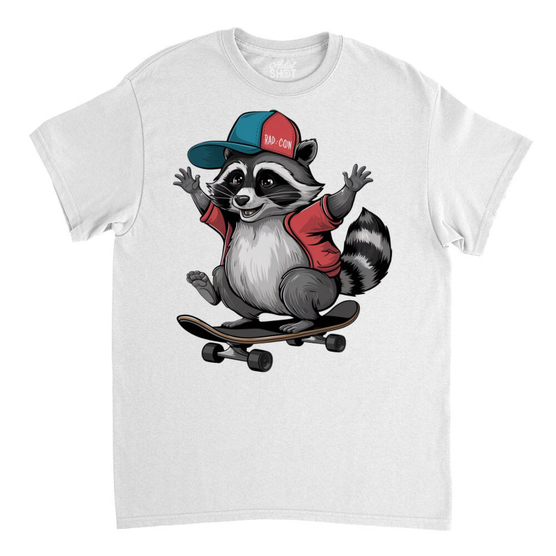 Skateboarding  Raccoon Classic T-shirt by Donna Schennum | Artistshot