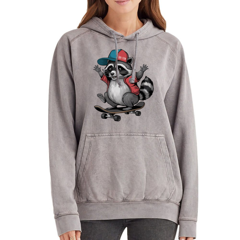 Skateboarding  Raccoon Vintage Hoodie by Donna Schennum | Artistshot