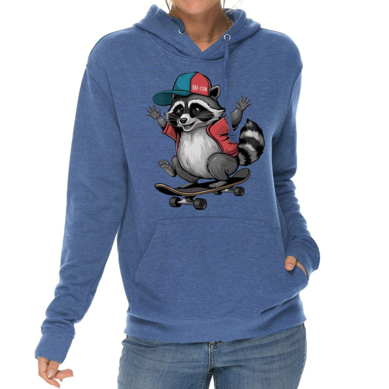 Skateboarding  Raccoon Lightweight Hoodie by Donna Schennum | Artistshot