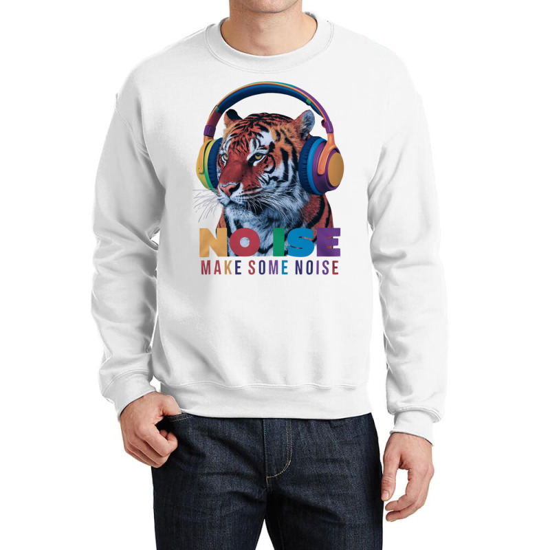 A Tiger Wearing Headphones Crewneck Sweatshirt by Donna Schennum | Artistshot