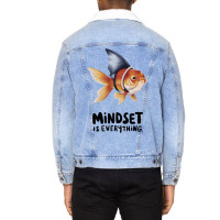 A Goldfish Wearing An Artificial Shark Fin Unisex Sherpa-lined Denim Jacket | Artistshot