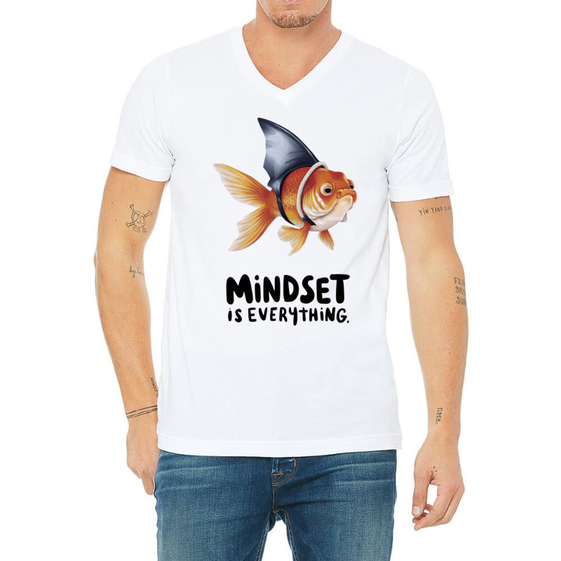 A Goldfish Wearing An Artificial Shark Fin V-Neck Tee by John Nichols | Artistshot