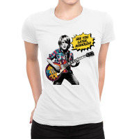 A Little Boy With Kurt Cobain Style Playing Guitar Ladies Fitted T-shirt | Artistshot