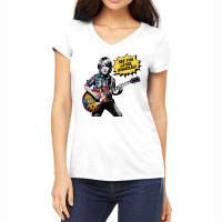 A Little Boy With Kurt Cobain Style Playing Guitar Women's V-neck T-shirt | Artistshot