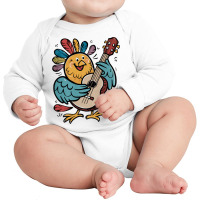 Illustration Bird Playing Biola Long Sleeve Baby Bodysuit | Artistshot