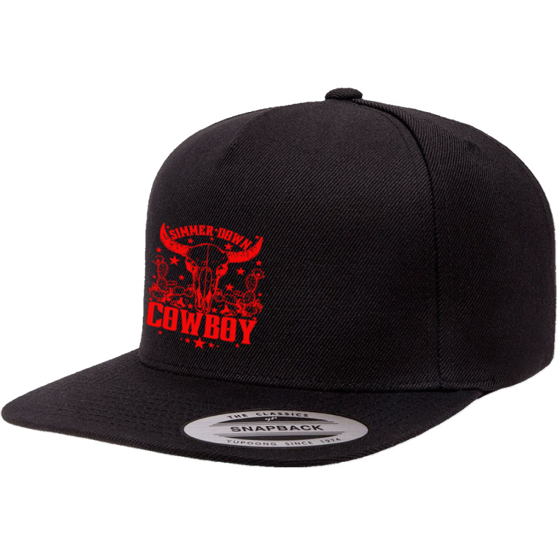 Simmer Down Cowboy Rodeo 5 Panel Snapback Cap | Artistshot