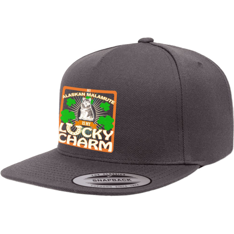 Alaskan Malamute T  Shirt My Alaskan Malamute Is My Lucky Charm   Gift 5 Panel Snapback Cap | Artistshot