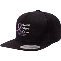 Vaginal Cancer Awareness T  Shirt Vaginal Cancer Awareness Faith Hope 5 Panel Snapback Cap | Artistshot