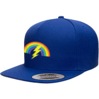 Rainbow Lightning Bolt 5 Panel Snapback Cap | Artistshot