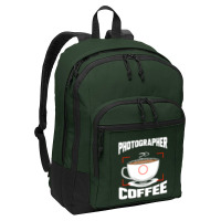 Photographer T  Shirt Photographer Fueled By Coffee Camera Photography Basic Backpack | Artistshot