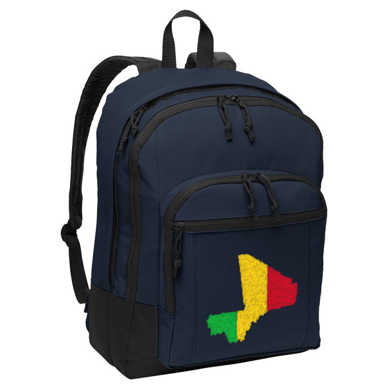 Mali Map Flag Drawing Line Art Basic Backpack | Artistshot