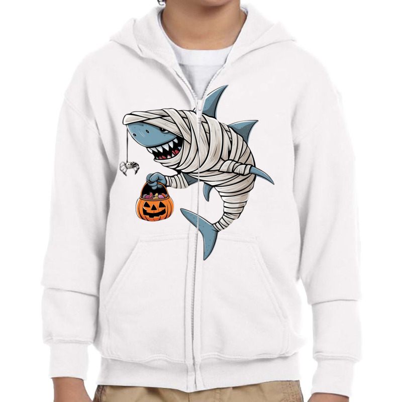 A Mummy Shark Halloween Youth Zipper Hoodie | Artistshot