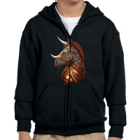 King Rhino Youth Zipper Hoodie | Artistshot