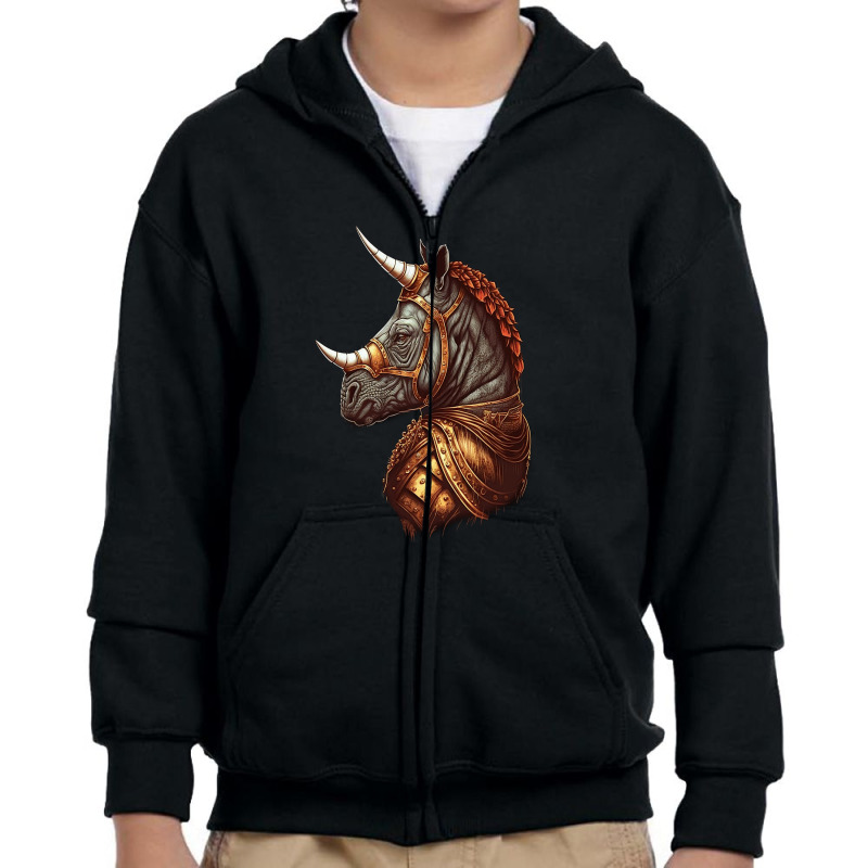 King Rhino Youth Zipper Hoodie by mailson | Artistshot