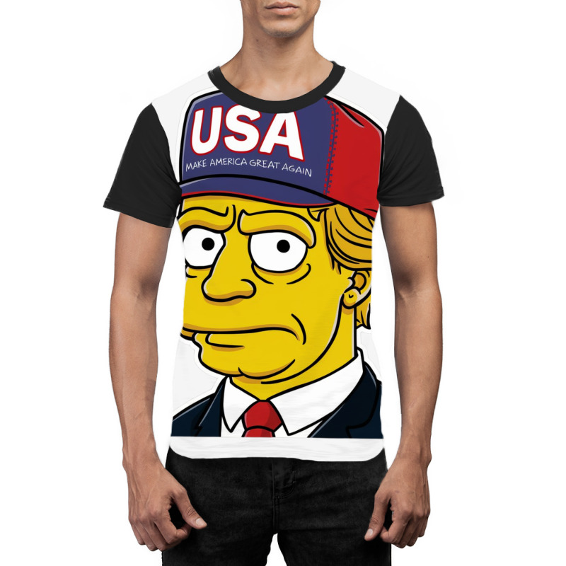 Donald Trump In The Style Of A Simpson Character Graphic T-shirt by John Nichols | Artistshot