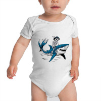 A Skeleton Riding A Shark Baby Bodysuit | Artistshot