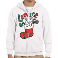 White Bunny Rabbit Hanging In A Red Christmas Stoc Youth Zipper Hoodie | Artistshot