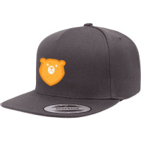 Simple Illustration Of A Yellow Bear's Head 5 Panel Snapback Cap | Artistshot