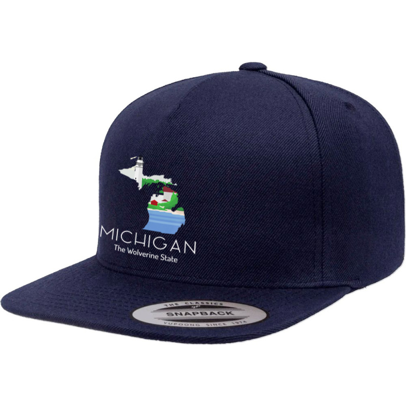 Michigan Proud State Motto The Wolverine State T Shirt 5 Panel Snapback Cap | Artistshot