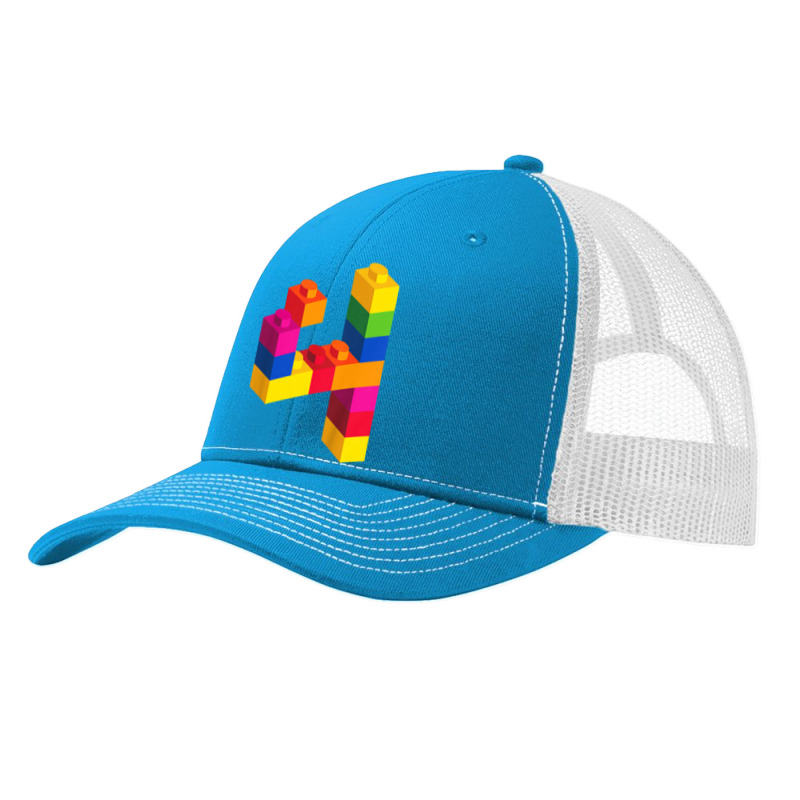 Kids 4 Year Old Building Blocks Birthday Bricks 4th Gift Pa Trucker Cap by pancingiwak | Artistshot