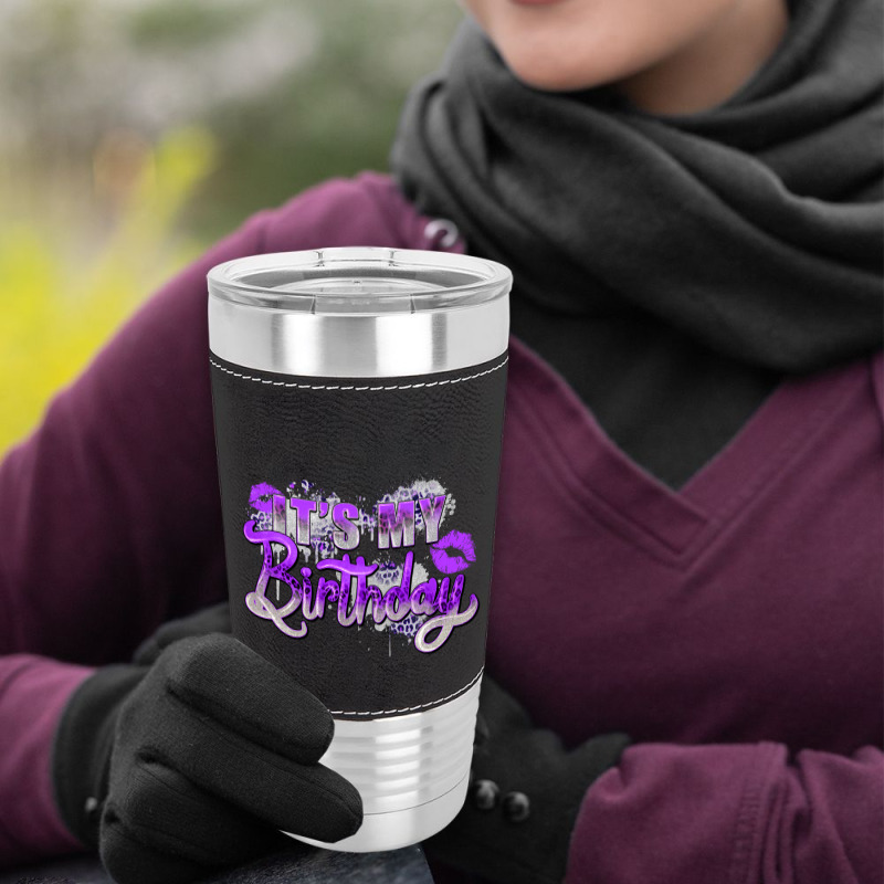 Purple Its My Birthday Leatherette Tumbler | Artistshot